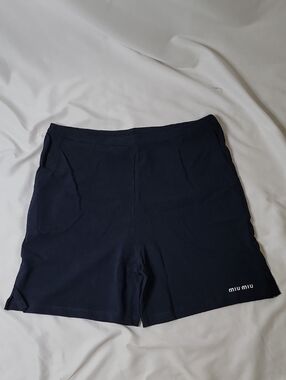 Miu Miu Dark Blue Logo Shorts